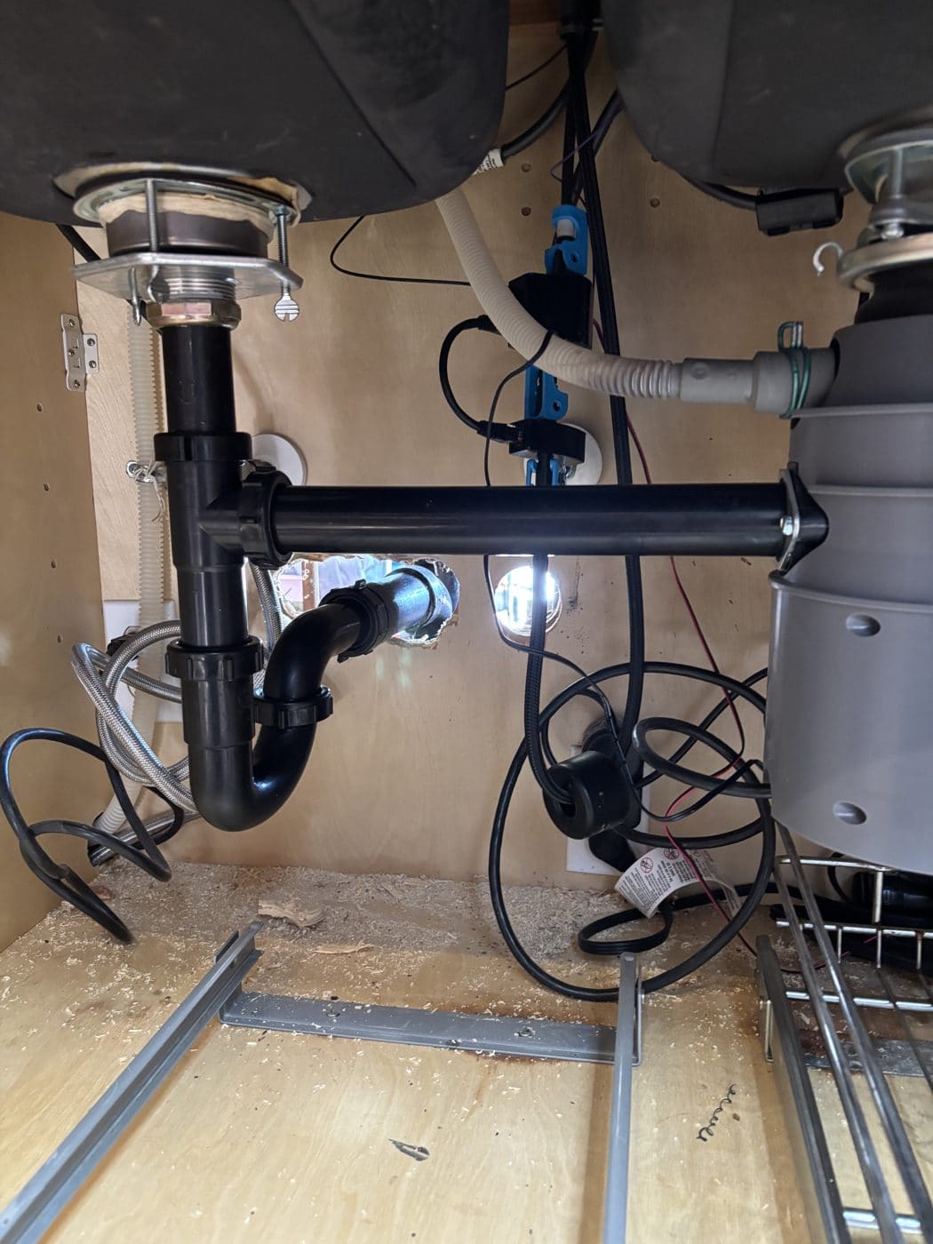 Kitchen sink drain and trap pipework