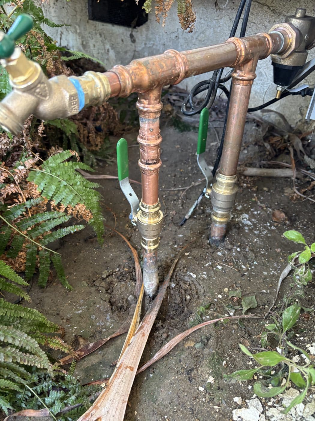 Exterior copper plumbing and water supply fittings